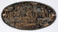 Lot 30 - An oval brass builder's plate The Vulcan...