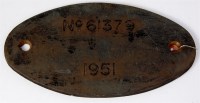 Lot 31 - A brass plate No. 61379 1951 ex B1 class...