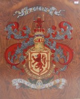 Lot 12 - Crest on board Heraldic Device with Rampart...