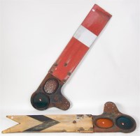 Lot 115 - 2 cast iron and enamel signal arms, both in...