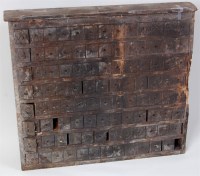 Lot 116 - Early 20th century pine ticket rack,...