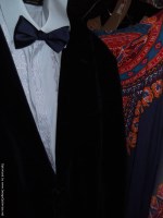 Lot 686 - 1970s pair; man's velvet jacket shirt bowtie...