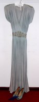 Lot 727 - A 1940s 'Vera Lynn' soft turquoise crepe dress...