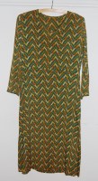 Lot 728 - A 1930s green crepe dress with orange, yellow...