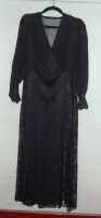 Lot 731 - A 1930s black lace and chiffon dinner gown,...