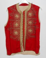 Lot 749 - A 1930s gents red felt waistcoat with brocade...