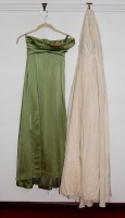 Lot 755 - A 1950s soft green satin strapless dress and a...