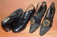 Lot 776 - A pair of circa 1920s ladies black brocade...