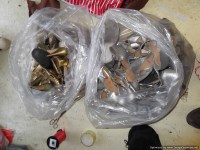 Lot 672 - 2 large bags of 1970s glitter sandals - 1 gold...