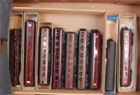 Lot 963 - 9 LMS kit built coaches, 2 require glazing, by...