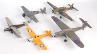 Lot 1558 - 5 wooden hand built aircraft models, well...