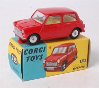 Lot 1632 - Corgi Toys, 225 Austin 7 mini saloon, red body,...
