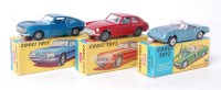 Lot 1645 - 3 boxed Corgi Toys to include; 327 MGB GT, red...