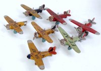 Lot 3179 - Seven various British tinplate aircraft, all...