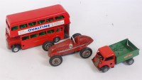 Lot 3189 - Three various tinplate and clockwork vehicles...