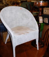 Lot 1208 - A Lloyd Loom white painted wicket tub...