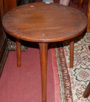 Lot 1247 - A rustic stained pine low circular cricket...