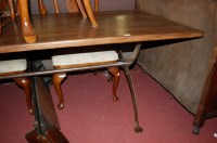 Lot 1259 - A contemporary stained elm topped and steel...