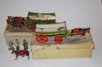 Lot 1530 - Two boxed Britains No.5F farm wagons, both in...