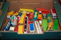 Lot 1593 - A box of mixed playworn Matchbox and Dinky...