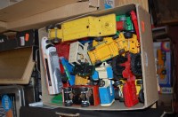 Lot 1733 - One box of mixed diecast and tinplate vehicles...