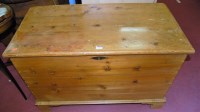 Lot 1522 - A stained pine hinge top tool chest, with iron...