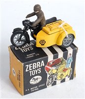 Lot 2668 - A Zebra Toys AA motorcycle patrol No.9,...