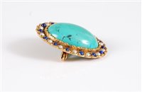 Lot 2587 - A 9ct turquoise, cultured pearl and lapis...