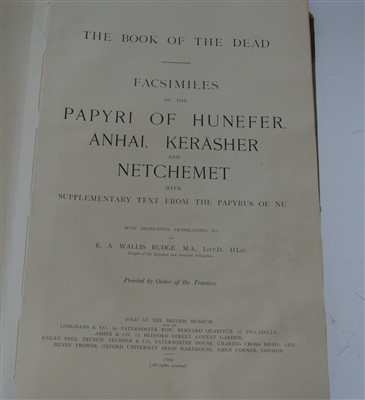 Lot 1045 - BUDGE, E.A. Wallis, The Book of the Dead....