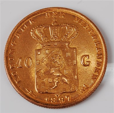 Lot 2094 - Netherlands, 1897 gold 10 gulden