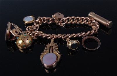 Lot 1178 - A 9ct gold curblink bracelet, containing a...