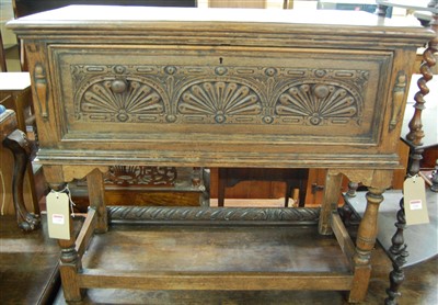 Lot 1260 - A 17th century style joined and relief carved...