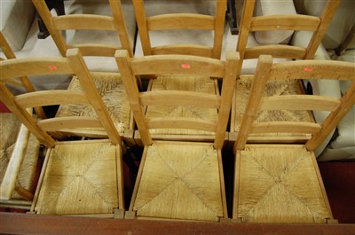 Lot 1346 - A set of seven contemporary beech ladderback...