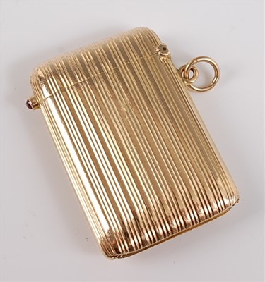Lot 1188 - A yellow metal vesta case, the case having a...