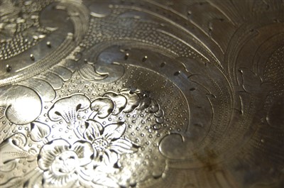 Lot 1112 - A 19th century French silver tray, of shaped...