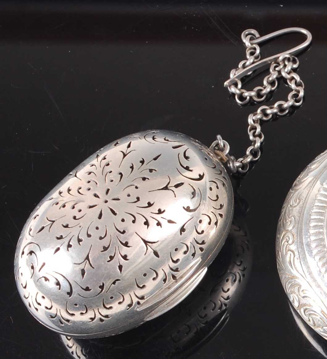 Lot 1130 - A Victorian silver pomander, of pierced oval...