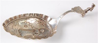 Lot 1150 - An early 20th century Dutch silver strainer,...