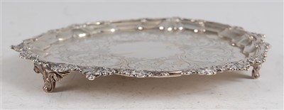 Lot 1106 - A mid-Victorian silver card waiter, having a...
