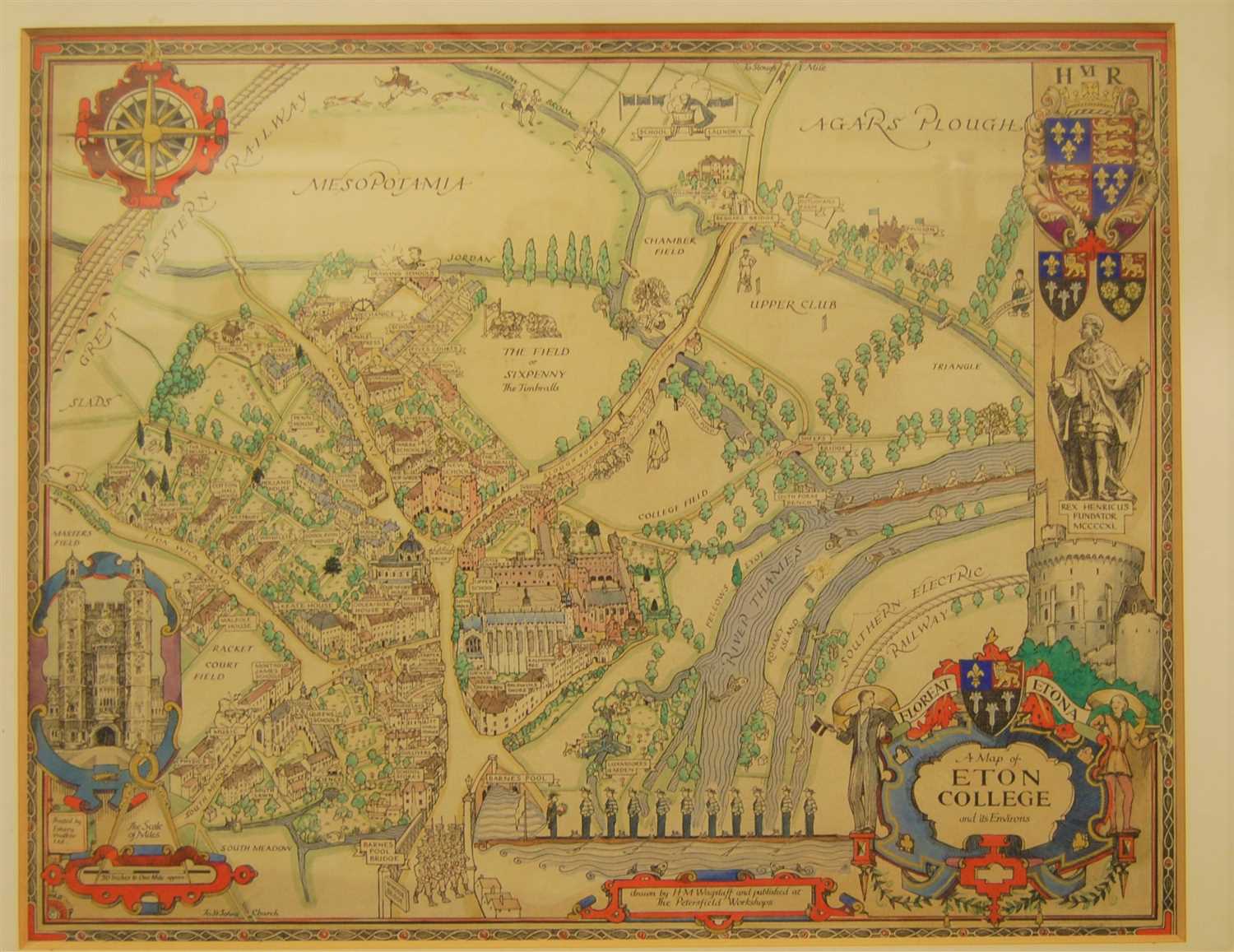 Lot 1019 - A map of Eton College and its Environs, as...