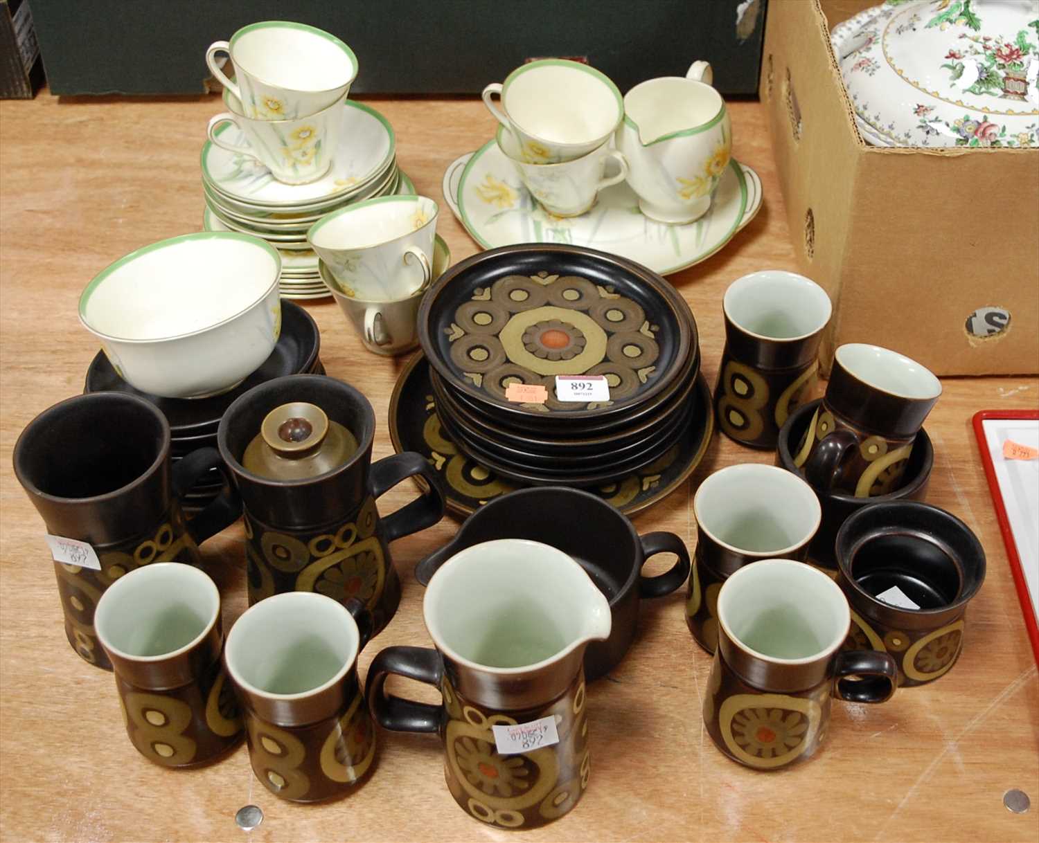 Lot 892 - A 1970s Denby brown stoneware part tea service,...