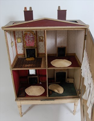 Lot 2278 - A Victorian painted pine dolls two-storey town...