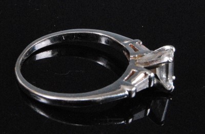 Lot 1194 - A white metal diamond single stone ring,...