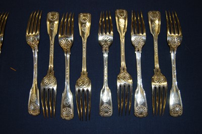 Lot 1177 - An early Victorian silver part cutlery suite,...