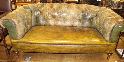 Lot 1306 - A Victorian green buttoned upholstered and...