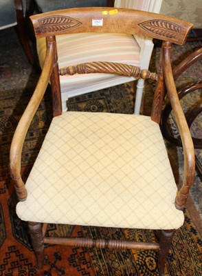 Lot 1363 - A 19th century faded beech rope twist bar back...