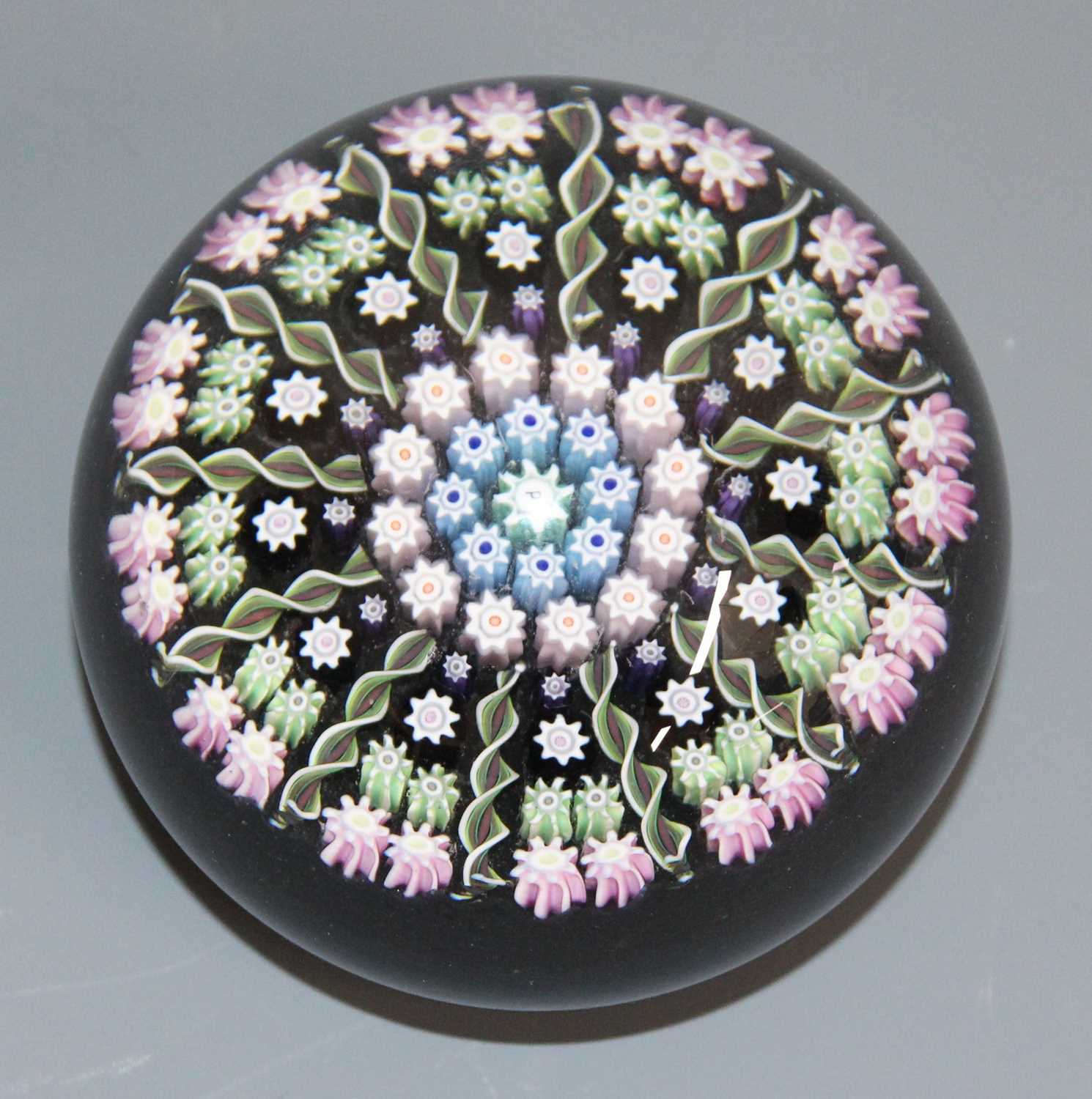 Lot 62 - A Perthshire millefiori glass paperweight, the...