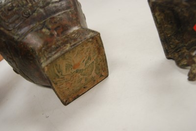Lot 66 - A modern Chinese bronzed metal vase, of square...