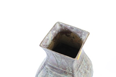 Lot 66 - A modern Chinese bronzed metal vase, of square...