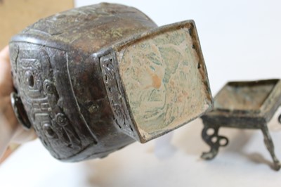 Lot 66 - A modern Chinese bronzed metal vase, of square...