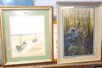 Lot 1065 - John Osborne - Boats on the estuary,...